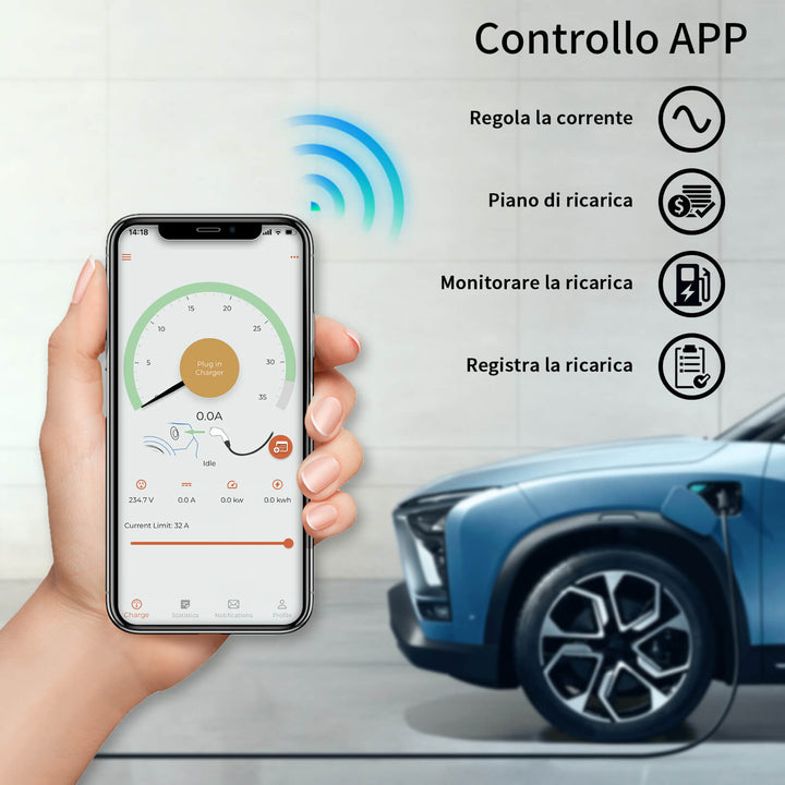 Caricatore per veicoli elettrici controllato da app a distanza