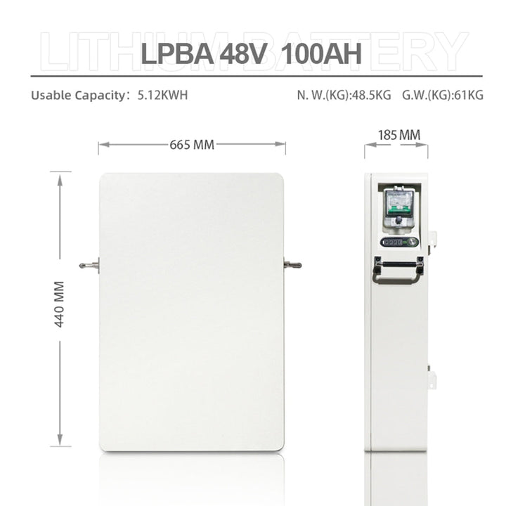 Dimensioni della batteria fotovoltaica 48100