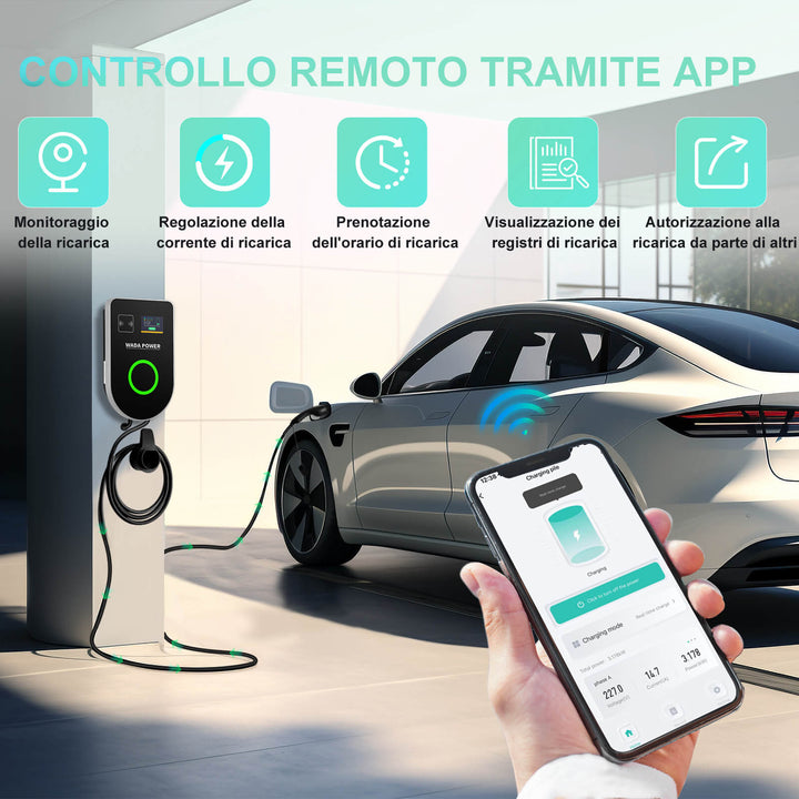 Colonnina di ricarica per auto elettriche monofase con controllo remoto tramite app